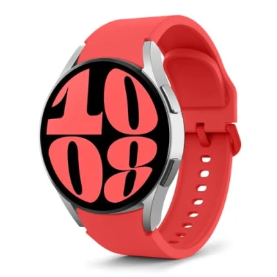 Abbildung von MoKo Armband Kompatibel mit Samsung Galaxy Watch 7 FE 6 5 4 40mm 44mm/Watch Classic 43mm 47mm/Watch Pro 45mm/Watch 42mm 46mm, Weiches Silikon Ersatzarmband, Rot