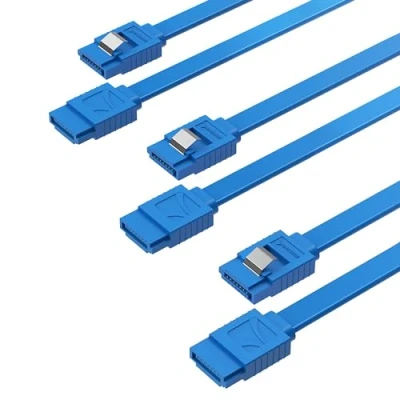 Abbildung von Sabrent SATA III Kabel (3 Stück), HDD SDD Datenkabel 6Gbps 51cm, mit Metall Clip Verriegelungsriegel (CB SFB3)