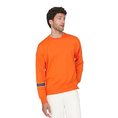 Abbildung von Trendyol Herren Rundhalsausschnitt, einfarbiges Oversize Sweatshirt, Orange, Large