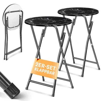 Abbildung von KESSER® Stehtisch 2er Set Bistrotisch mit PVC Platte Wetterbeständiger Klapptisch 60cm / 110cm Partytisch Tisch rutschfest In &amp; Outdoor Hochzeit Empfangstisch 4 Standfüße pulverbeschichtet