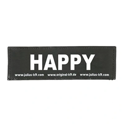 Abbildung von Julius K9 162LR K 36074 Klettaufschrift, HAPPY, klein, schwarz