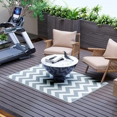 Abbildung von Outdoor Teppich wasserdichter Balkonteppich für Terrasse Balkon Grau