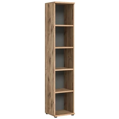 Abbildung von xonox.home Büro Mason X12B8510 Regal Stauraum 5 offene Fächer in Nox Oak Nb. Absetzungen Basalt grau Nb., ca. 40x199x37 cm