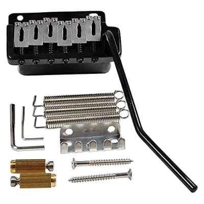 Abbildung von Wilkinson WVP2 SB 54mm Stahl Saitenreiter 2 Punkt Style Gitarren Tremolo Steg Block für Japan/Korea Import Strat E Gitarre, Schwarz