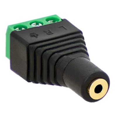 Abbildung von 1x Klinken Buchse 2,5mm Adapter &gt; Terminal Block 3 Pin Schraub Klemmen Vergoldet