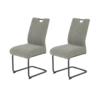 Abbildung von Hela Tische, 2er Set Esszimmerstuhl Merkur, Bezug Breitcord Grau, Komfortsitz Federkorb, XL Sitzbreite, 140kg belastbar, Schwinger Metallgestell
