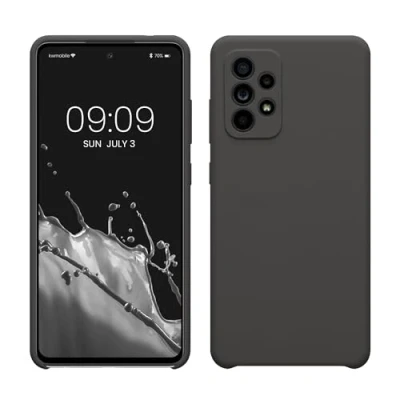 Abbildung von kwmobile Hülle kompatibel mit Samsung Galaxy A52 / 5G A52s Silikon Handy Case Handyhülle weiche Oberfläche kabelloses Laden Dunkelgrau