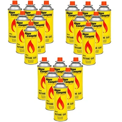 Abbildung von Alpen Camping Butan 18x400ml Gaskartuschen Gasflasche für Gaskocher Campingkocher Bunsenbrenner Lötbrenner 400ml EN417 (18)
