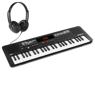 Abbildung von MAX Rhapsody49 Midi Keyboard Piano für Anfänger, 49 Tasten Kinder mit Lautsprecher und Kopfhörer, LED Display, 80 Demo Songs, Lern Funktion, 300 Klangarten Rhythmen, E USB C