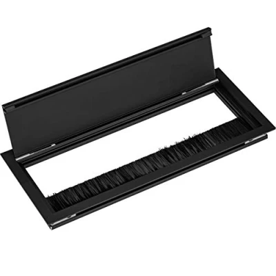 Abbildung von Gedotec Kabeldurchführung schwarz eckig mit Bürstendichtung 1 Stück Kabeldurchlass Schreibtisch EXIT G11 ECO Aluminium Kabeldose versenkt 240 x 100 mm Kabelausgang Bürotisch zum Einlassen