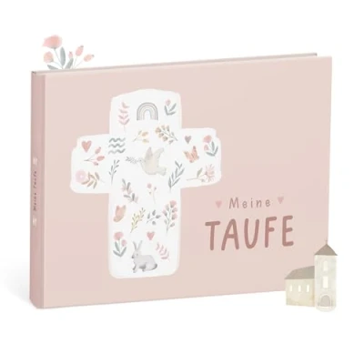 Abbildung von mintkind Erinnerungsalbum Meine Taufe Rosa Geschenk zur für Mädchen von Patentante oder Patenonkel hochwertiges Erinnerungsbuch Segenswünsche und unvergessliche Momente