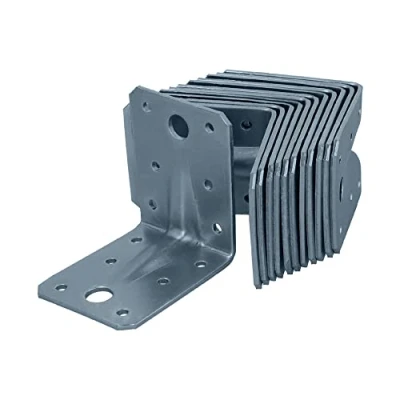 Abbildung von HELPMATE Winkelverbinder mit Sicke 70x70x55 mm, galvanisch verzinkt, blau passiviert, Holzverbinder, 12 Stück, Silber
