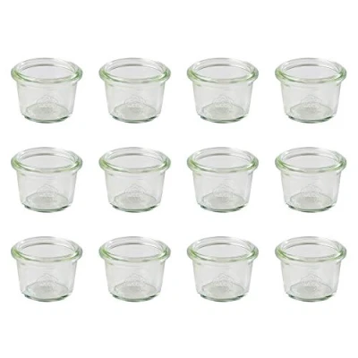 Abbildung von APS 82359 Original 12er Set WECK Gläser 35 ml, 5 cm, H: 3,5 Sturzform ohne Deckel, Einmachglas, Dekoglas, Dessertglas, Vorratsglas, spülmaschinengeeignet, Transparent