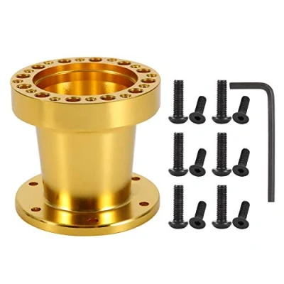 Abbildung von Lenkrad Schnellverschluss Quick Release Lenkradnabe Adapter Auto Schnellspanner 3 Zoll Universal Aluminium Spacer Lenkadapter Kit(Gold)