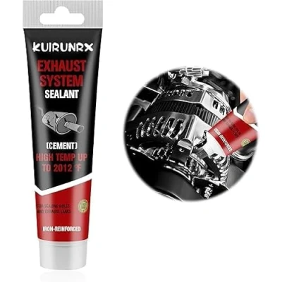 Abbildung von KUIRUNRX® Auspuff Montagepaste, Dichtmasse, Hitzebeständig Paste, Hohe Gasdichtigkeit Auspuff, Repariert Schnell Kleine Risse, Löcher und Undichtigkeiten im Auspuffrohr 150G