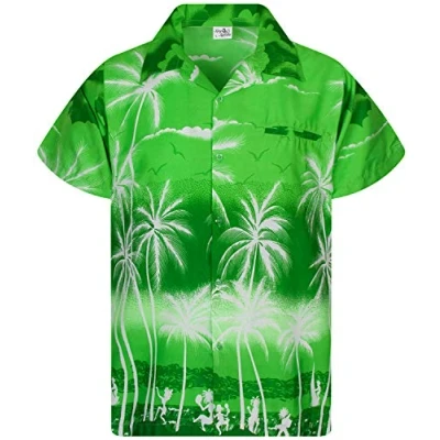Abbildung von King Kameha Funky Hawaii Hemd, Herren, Kurzarm, JK Beach, Negativ Grün, M