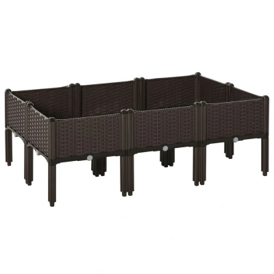 Abbildung von Hochbeet 6 teiliger Pflanzkasten mit Abflusslöchern Rattan Look DIY