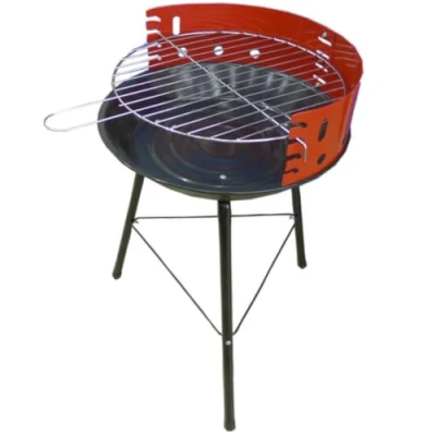 Abbildung von Kugelgrill Ø36 cm mit 4 fach Höhenverstellung Holzkohlegrill aus Stahl, 51,5 hoch, ideal für Balkon, Garten &amp; Camping Windschutz, verchromter Grillrost, Kohle Briketts geeignet