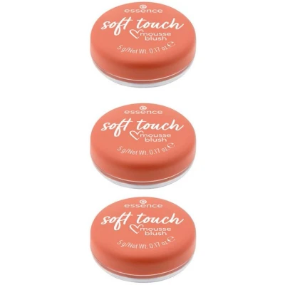 Abbildung von essence soft touch mousse blush, Rouge, Nr. 10, Nude, sofortiges Ergebnis, natürlich, matt, vegan, ölfrei, ohne Parabene, Nanopartikel frei, 3er Pack (3x5g)