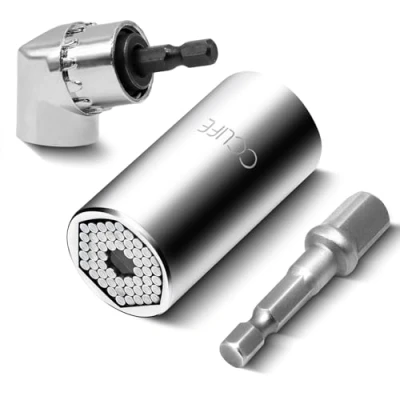 Abbildung von CCLIFE Steckschlüssel Universal Nuss 7 19mm +Winkelschrauber + Socket Adapter