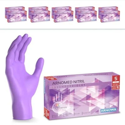 Abbildung von 2000 Stück ARNOMED Einweghandschuhe Lila, Einmalhandschuhe S, Nitril Handschuhe Einweg, Nitrilhandschuhe puderfrei, Gummihandschuhe Schutzhandschuhe, in XS, M, L, XL