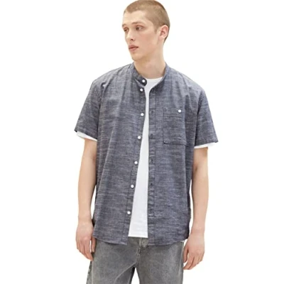 Abbildung von TOM Tailor Denim Kurzarm Hemd, Herren, Größe: Medium, Navy chambray