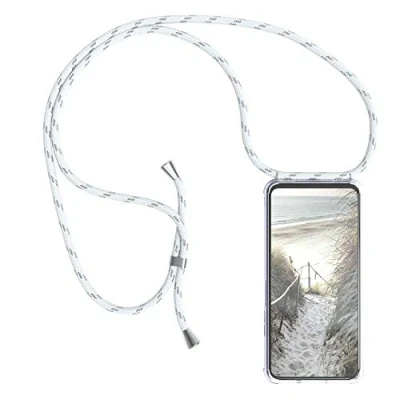 Abbildung von EAZY CASE Handykette kompatibel mit Honor 20 Pro Handyhülle Umhängeband, Handykordel Schutzhülle, Silikonhülle, Hülle Band, Stylische Kette für Smartphone, Weiß/Silber