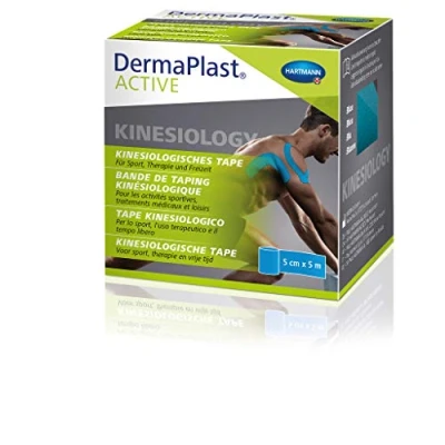 Abbildung von Dermaplast Active Kinesiology Tape: Kinesiologisches Tape zur unterstützenden Behandlung und Prävention bei Sportverletzungen; blau 5cm x 5m