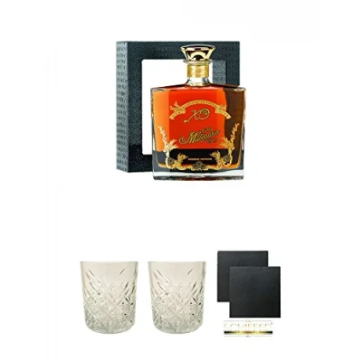 Abbildung von Millonario XO Reserva Especial Peru 0,7 Liter + Rum Glas 1 Stück Schiefer Glasuntersetzer eckig ca. 9,5 cm Ø 2