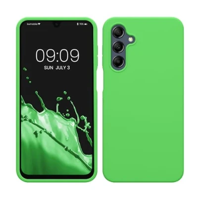 Abbildung von kwmobile Hülle kompatibel mit Samsung Galaxy A16 5G Silikon Handy Case Handyhülle weiche Oberfläche kabelloses Laden Limettengrün