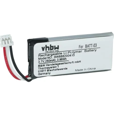 Abbildung von vhbw Akku kompatibel mit Sennheiser D10, DW Office, Office ML, Pro 1, 2 Wireless Headset Kopfhörer (200 mAh, 3,7 V, Li Polymer)