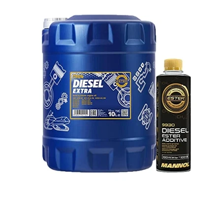Abbildung von MANNOL 10l, 7504 Diesel Extra 10W 40 API CH 4/SL + Anti Verschleiß Reinigung Additiv Dieselzusatz 250ml