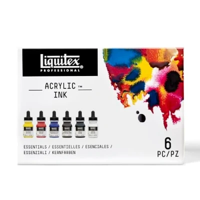 Abbildung von Liquitex 3699314 flüssige Professional Acrylfarben Ink, Set 6 Farben a 30 ml Tusche, basisfarben