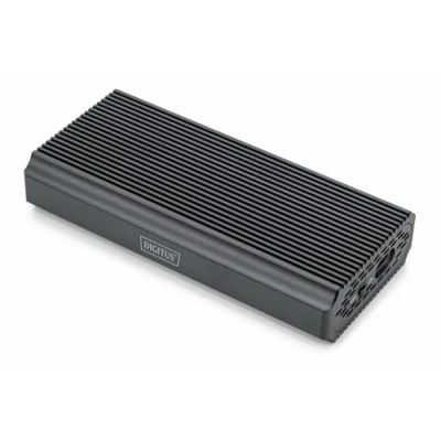 Abbildung von DIGITUS externes M.2 Gehäuse USB 4.0 40 Gbit/s Unterstützt NVMe SSDs bis 8 TB für 2230/2242/2260/2280 Werkzeuglos Aluminiumgehäuse Grau