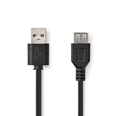 Abbildung von NEDIS USB Kabel 2.0 A Stecker Buchse 480 Mbps Vernickelt 1.00 m Rund PVC Schwarz Label
