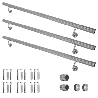 Abbildung von V2Aox Handlauf Treppengeländer aus Edelstahl, Durchmesser: 4,2 cm, Rostfrei &amp; Wetterfest, Inklusive Montagematerial, Halter, Länge: 400 cm