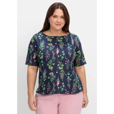 Abbildung von Sheego Tshirt print, Damen, Größe: 40, Marine gemustert