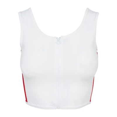 Abbildung von Urban Classics Ladies SIDE Stripe Cropped ZIP Top, Damen, Größe: Large, White/firered/navy