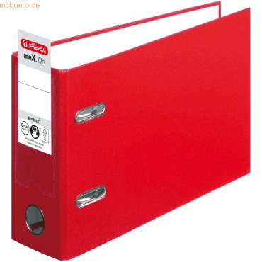 Abbildung von Herlitz 10842342 Ordner maX.file protect A5 quer rot FSC Mixed