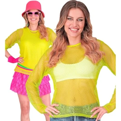 Abbildung von W WIDMANN MILANO Party Fashion Netzoberteil für Damen, langarm Netzshirt, Shirt Festival, Karneval