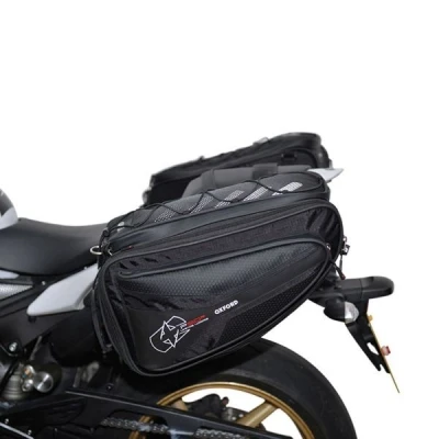 Abbildung von Oxford P50R 50 Liter Motorrad Panniers ol315 + Cargo Net, Schwarz, l