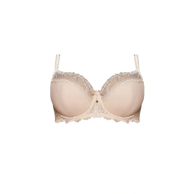 Abbildung von AVA Damen Bügel BH Dessous Stickerei Halbgepolstert Schleife Träger 1030, Beige,90H