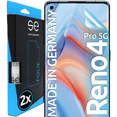 Abbildung von s.e Schutzfolie für Oppo Reno 4 Pro 5G, 2 Stück, Full Screen, Positionierhilfe, 4Pro 5G Schutzfolie, transparente Displayfolie, funktionierende Alternative zu Schutzglas, Schutzglasfolie