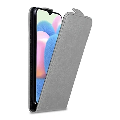 Abbildung von Cadorabo Hülle kompatibel mit Samsung Galaxy A50 4G / A50s A30s Flip Design aus Premium Kunst Leder Klappbare Stoßfeste Magnetische Cover für Tasche in Grau