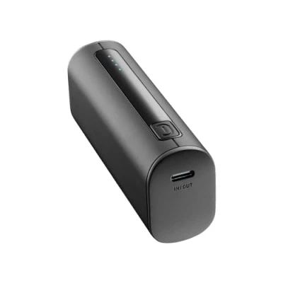 Abbildung von Cellularline Power Bank Thunder 5000 Extra kompaktes Ladegerät mit 12 W USB C Anschluss Farbe Schwarz