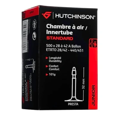 Abbildung von Hutchinson Standard Fahrradschlauch, Schwarz, 500 x 28/42A Franz Ventil 32 mm
