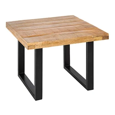 Abbildung von riess ambiente Couchtisch IRON CRAFT 60cm natur / schwarz, Wohnzimmer · Massivholz Metall eckig Industrial