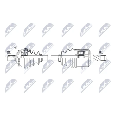 Abbildung von NTY NPW VV 153 Antriebswelle Vorderachse links 522mm Schaltgetriebe