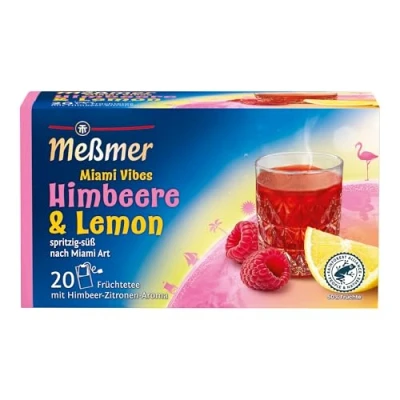 Abbildung von Meßmer Miami Vibes Himbeere &amp; Lemon 20 Teebeutel Glutenfrei Laktosefrei Vegan