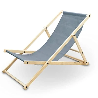 Abbildung von BITUXX Liegestuhl Sonnenliege Gartenliege Holzliege Strandliegestuhl Holz Klappbar (Anthrazit)